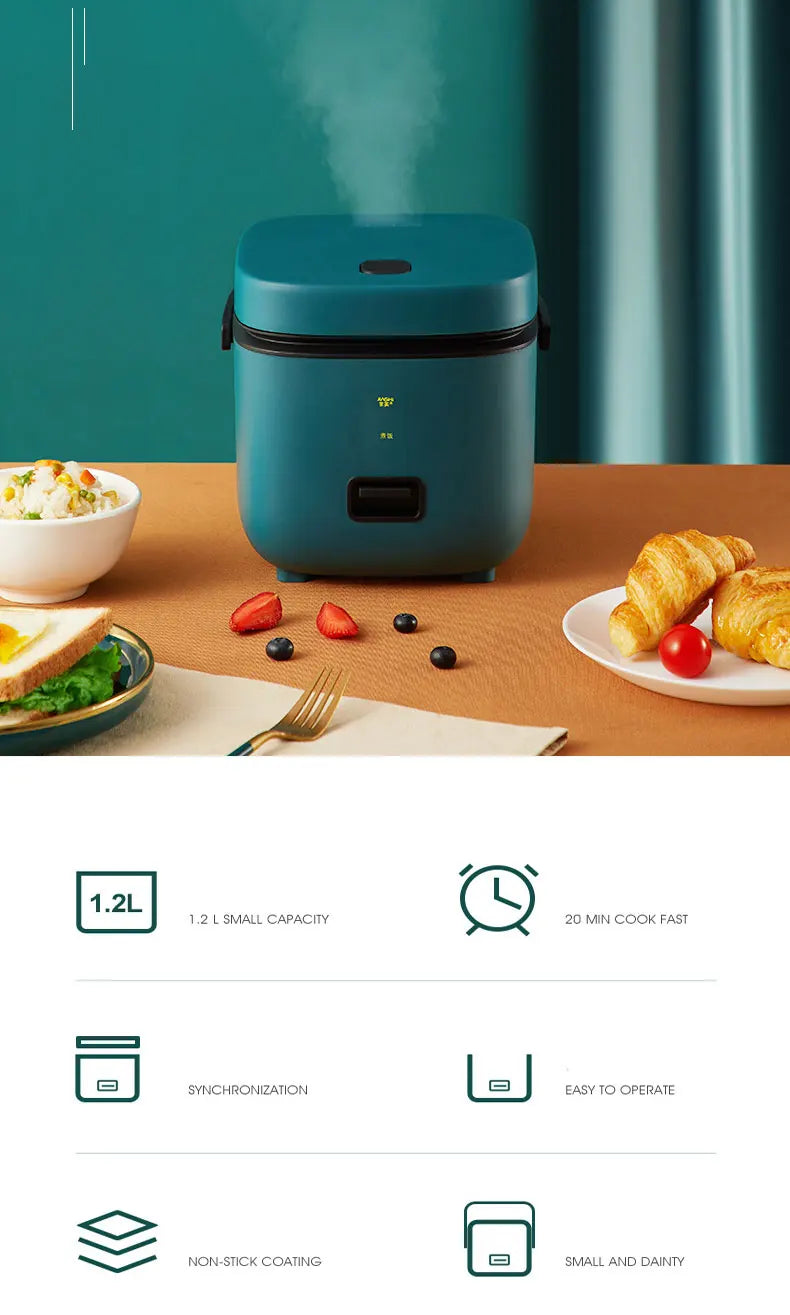 Cuoci Riso Mini Automatico 1.2L - Pentola Elettrica per 1-2 Persone con Vaporiera
