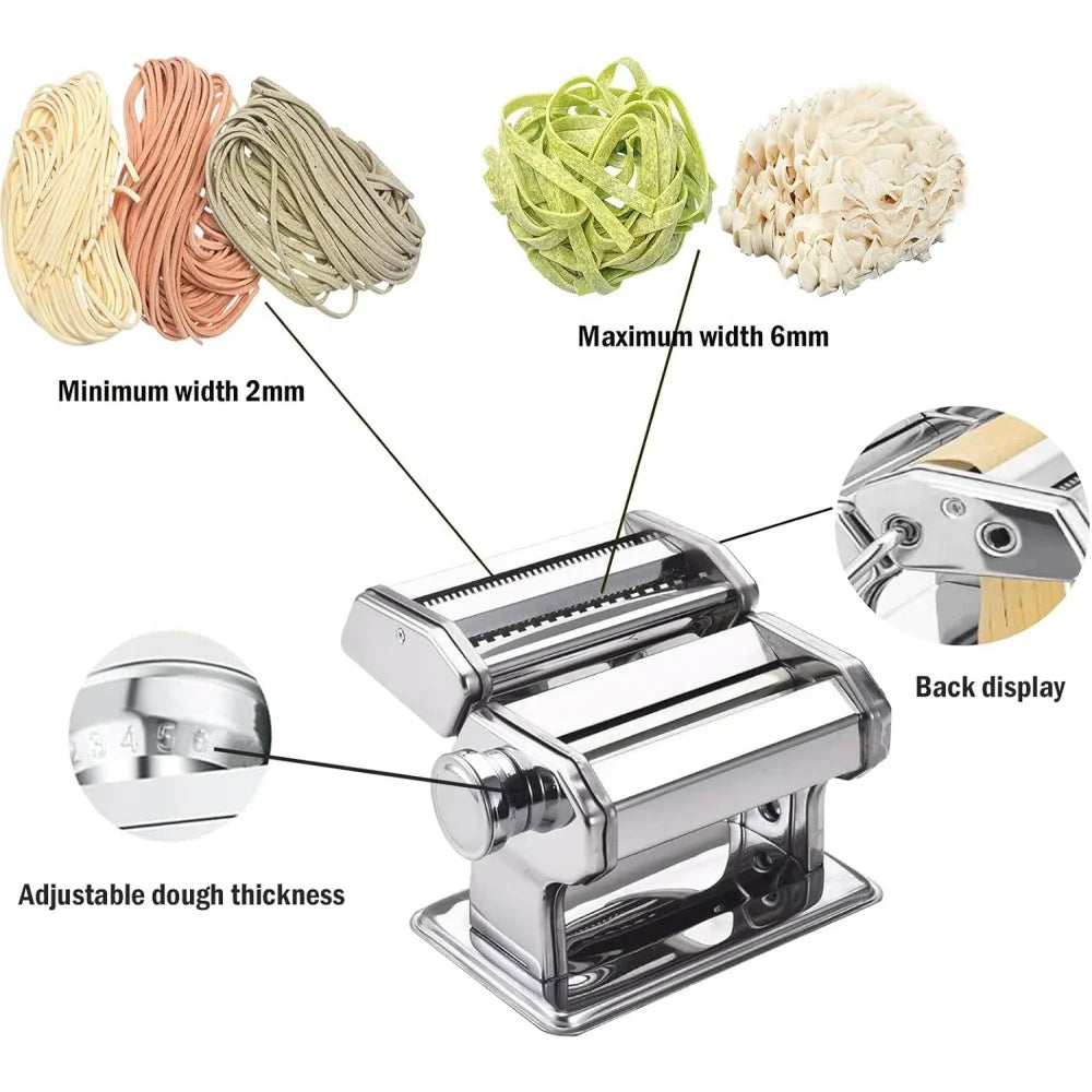 Macchina per Pasta Manuale con 7 Spessori Regolabili - Per Spaghetti, Fettuccine, Lasagne