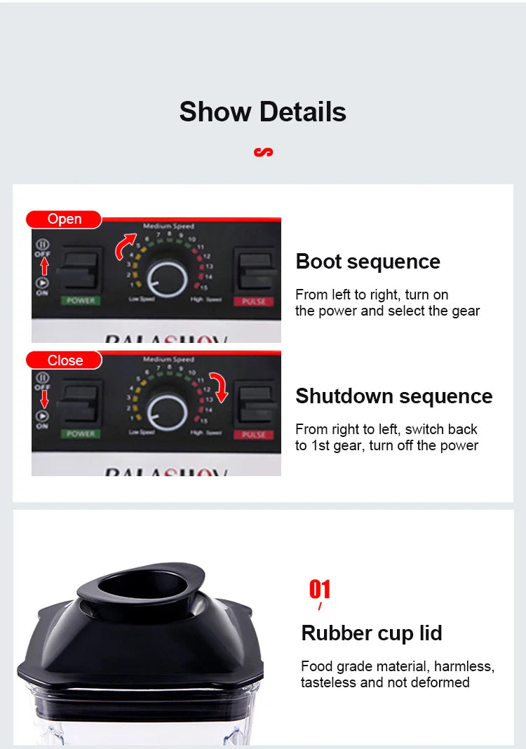 Frullatore Professionale 2000W - Mixer Commerciale per Smoothie e Ghiaccio BPA Free