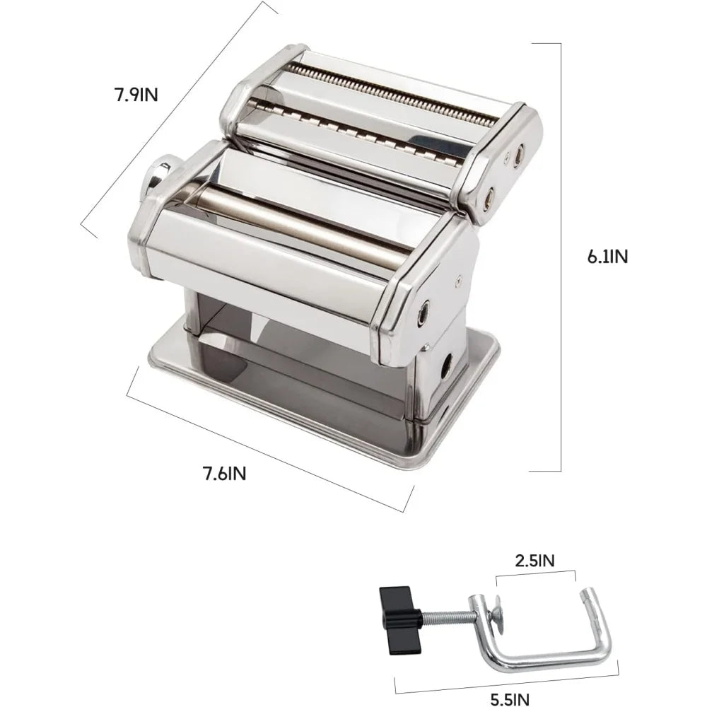 Macchina per Pasta Manuale con 7 Spessori Regolabili - Per Spaghetti, Fettuccine, Lasagne