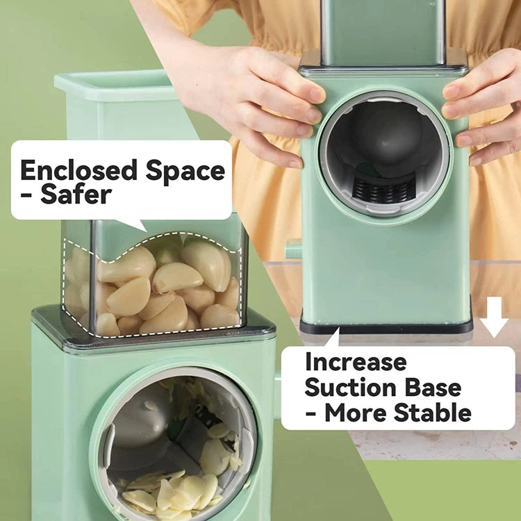 Grattugia Formaggio Rotante 6 in 1 - Affettaverdure Mandolina con Manovella