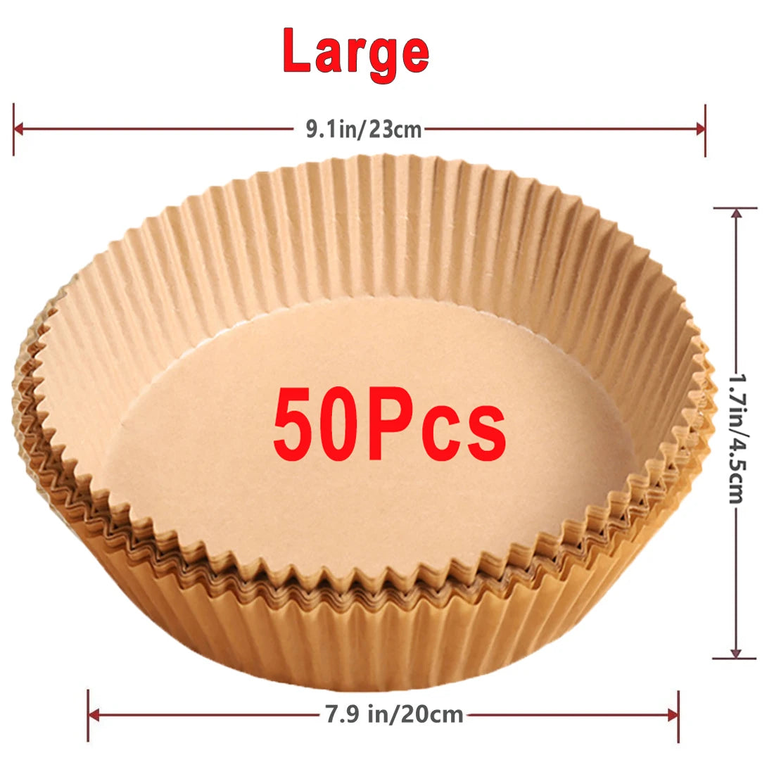 Carta da Forno Monouso per Friggitrice ad Aria - 50/100 Pezzi Antiaderente Rotonda