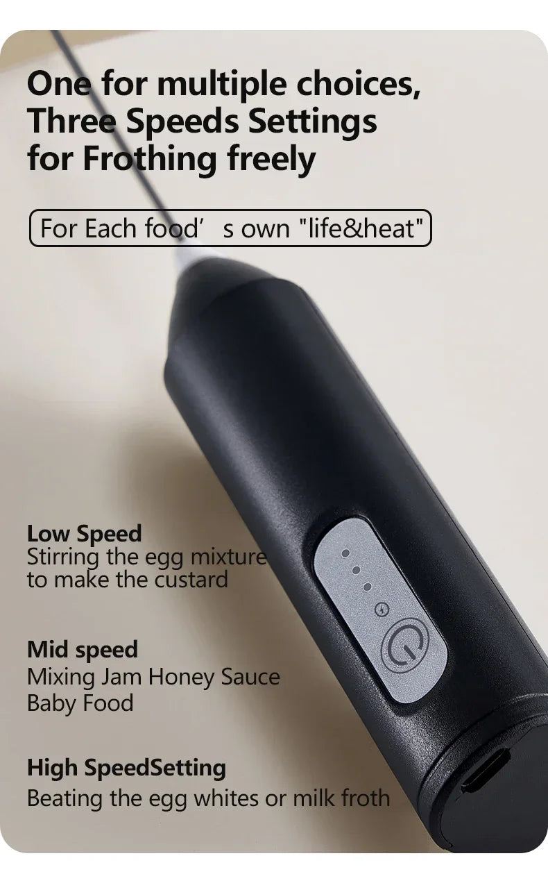 Montalatte Elettrico Cordless USB - 3 Velocità per Cappuccino e Caffè