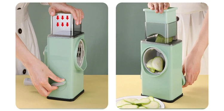 Grattugia Formaggio Rotante 6 in 1 - Affettaverdure Mandolina con Manovella