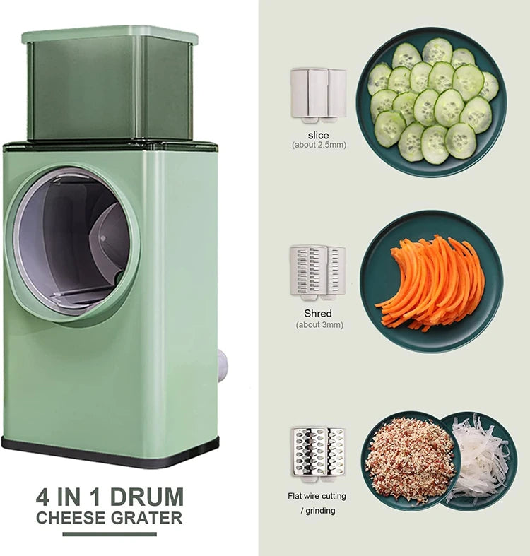 Grattugia Formaggio Rotante 6 in 1 - Affettaverdure Mandolina con Manovella
