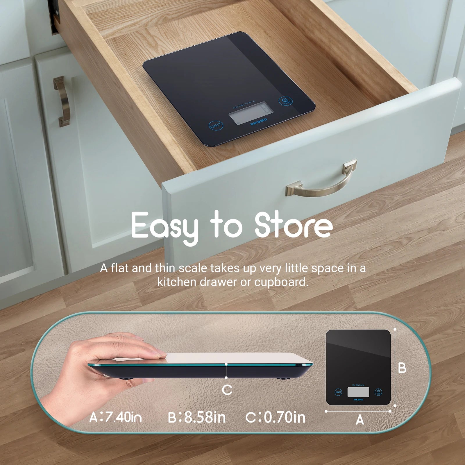 Bilancia da Cucina Digitale Smart Bluetooth INKBIRD - Funzione Tara e Cambio Unità