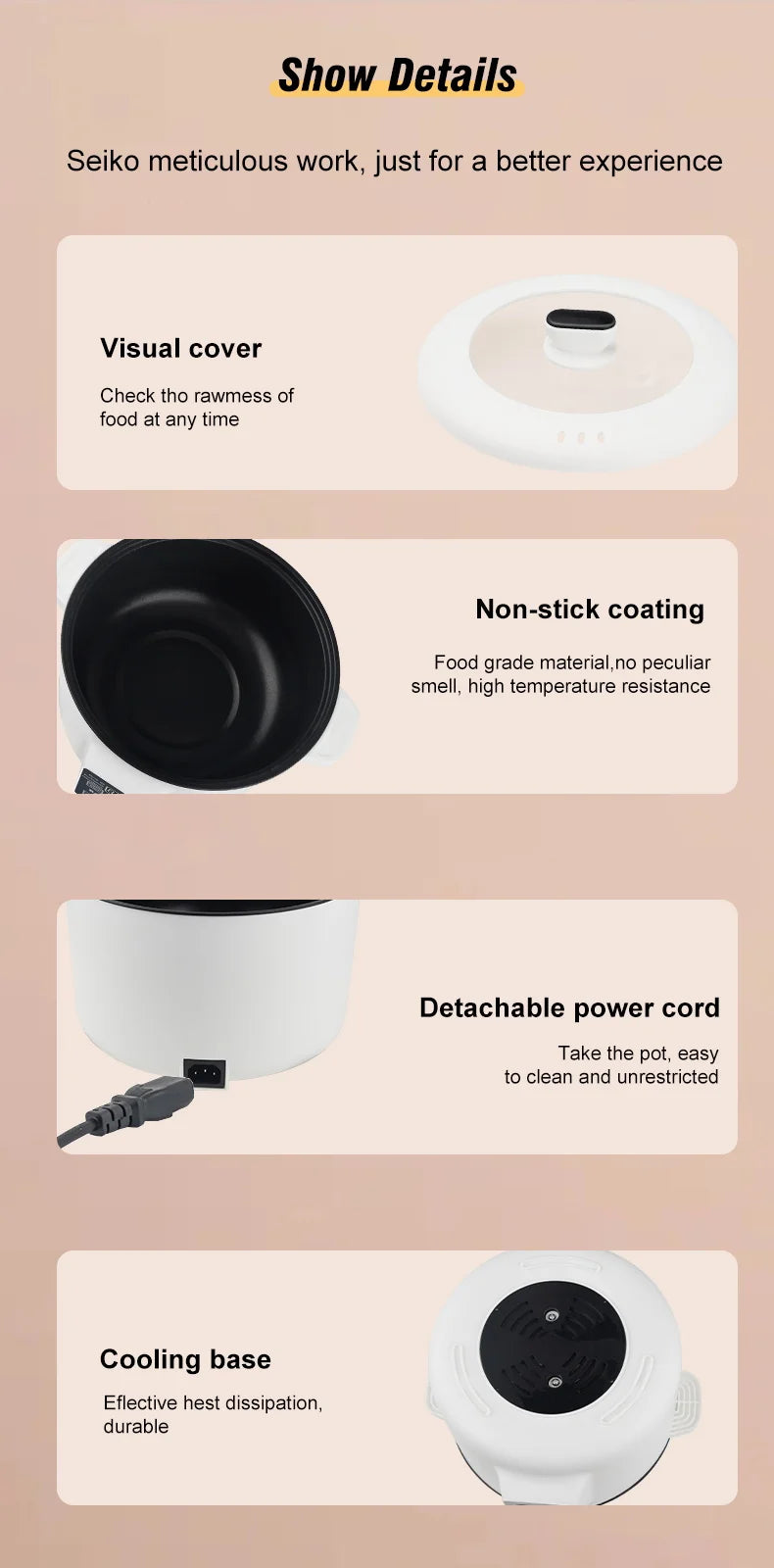 Pentola Elettrica Multifunzione 3.5L 220V - Cuoci Riso Antiaderente Smart