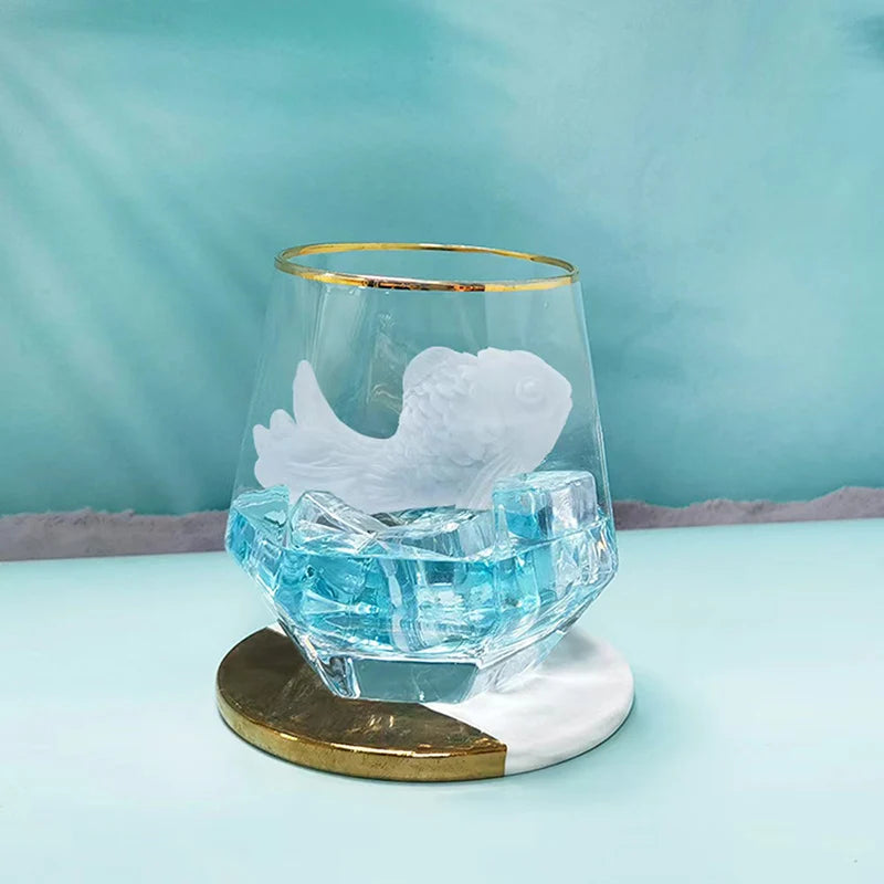 Set 4 Bicchieri Esagonali 320ml - Bordo Dorato per Vino, Caffè e Bevande