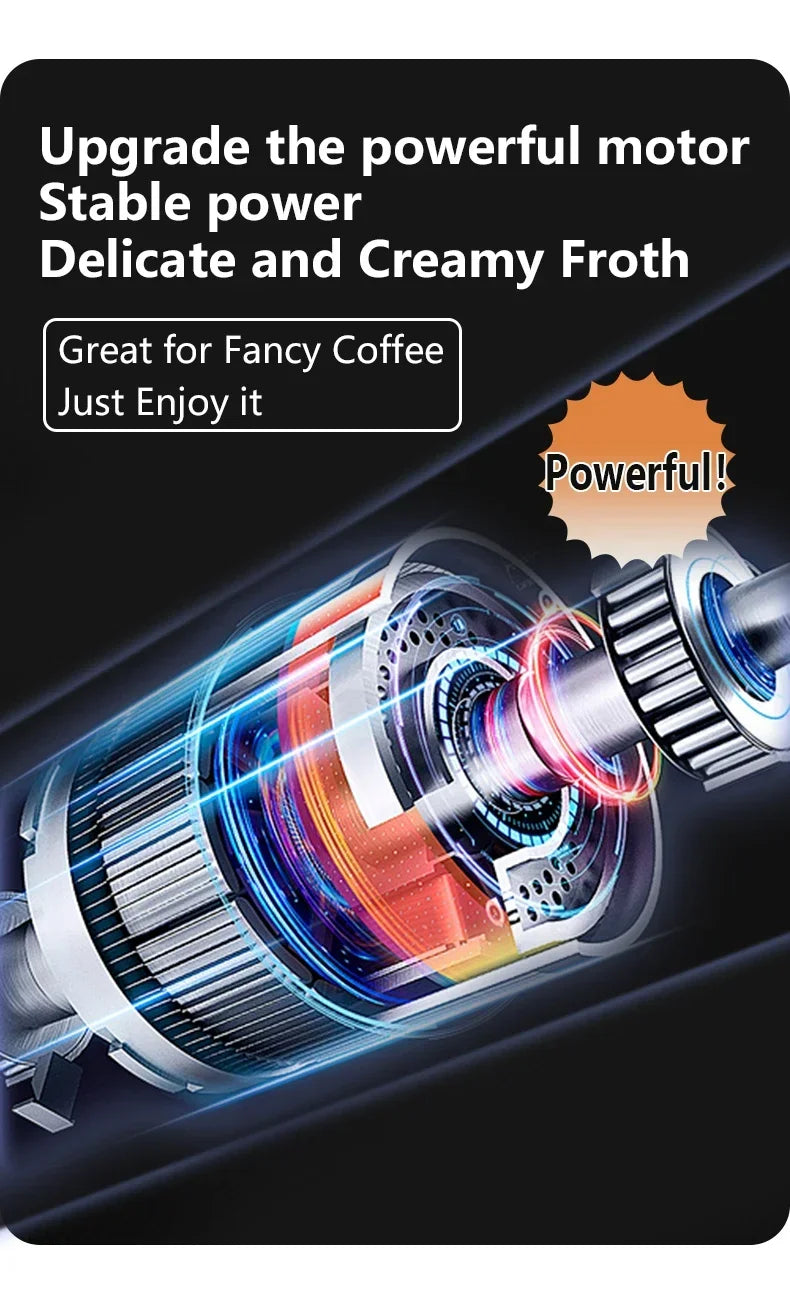 Montalatte Elettrico Cordless USB - 3 Velocità per Cappuccino e Caffè