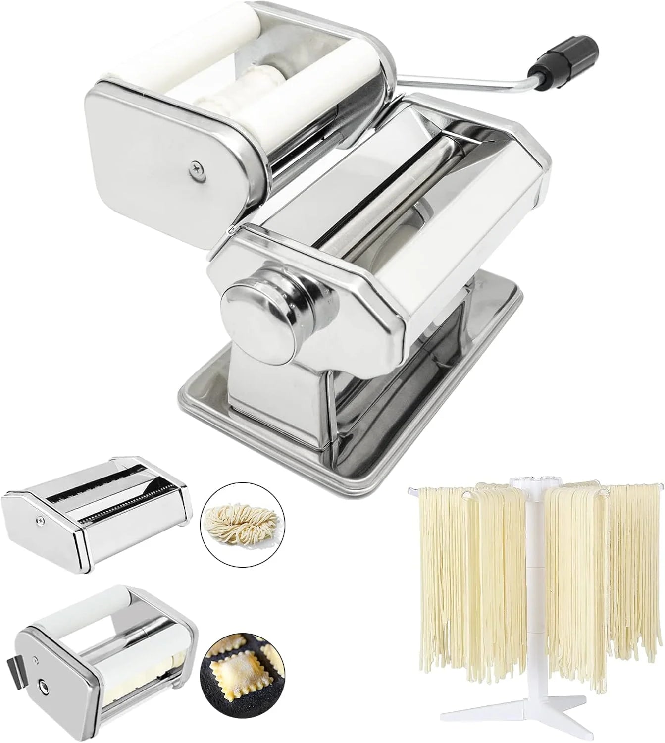 Macchina per Pasta Manuale con 7 Spessori Regolabili - Per Spaghetti, Fettuccine, Lasagne