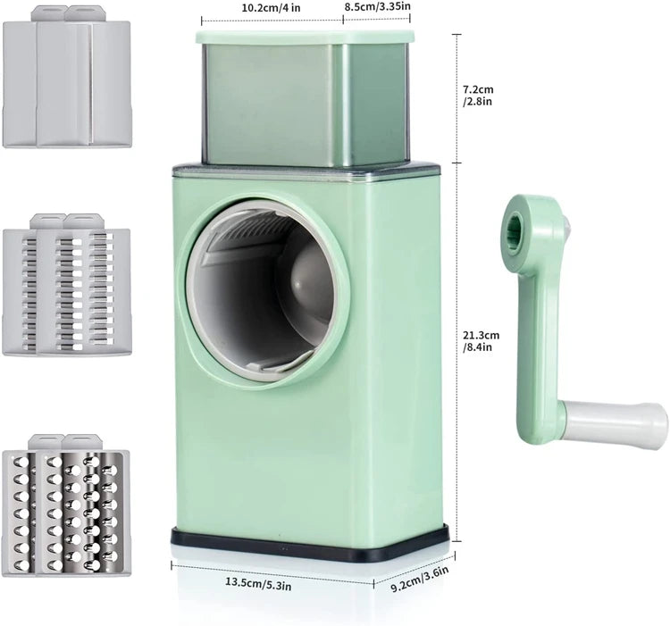 Grattugia Formaggio Rotante 6 in 1 - Affettaverdure Mandolina con Manovella