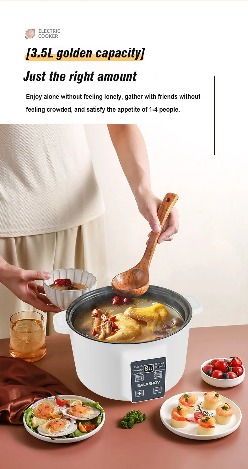Pentola Elettrica Multifunzione 3.5L 220V - Cuoci Riso Antiaderente Smart
