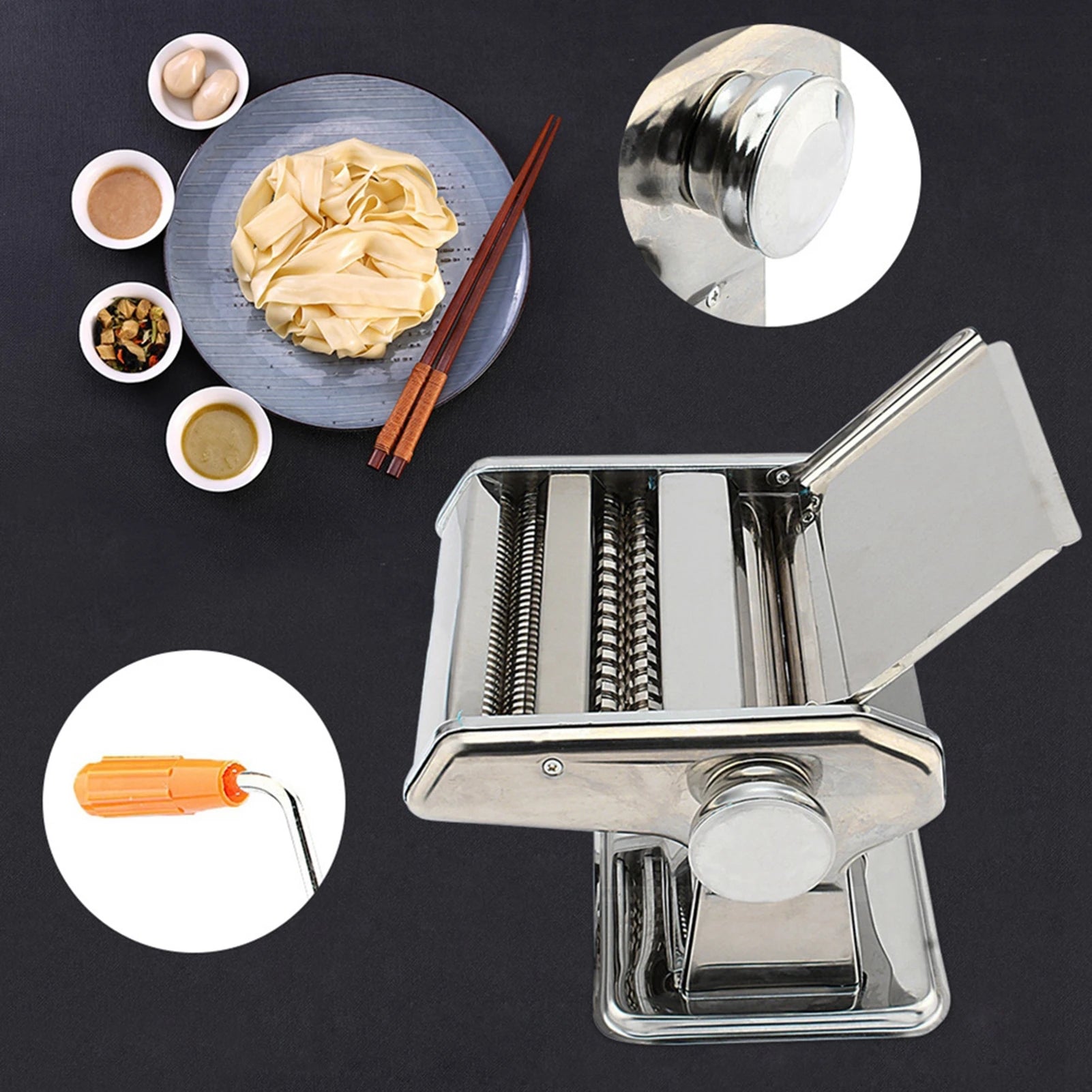 Macchina per Pasta Manuale 3 in 1 - Lasagne, Spaghetti e Tagliatelle in Acciaio Inox