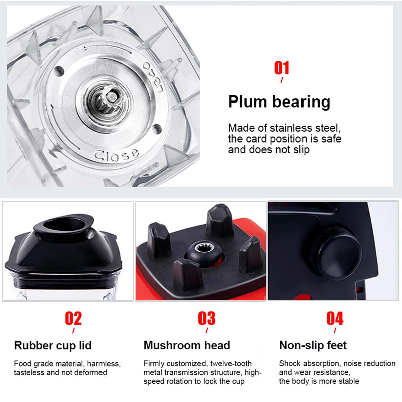 Frullatore Professionale 2000W - Mixer Commerciale per Smoothie e Ghiaccio BPA Free