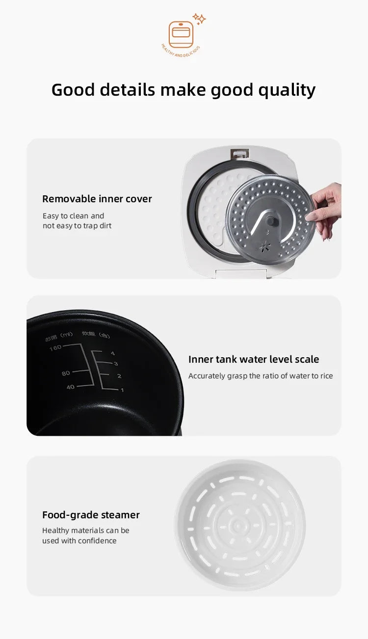 Cuoci Riso Elettrico Multifunzione 2L 220V - Pentola Antiaderente Smart per 1-3 Persone