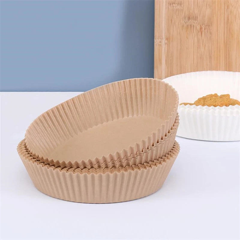 Carta da Forno Monouso per Friggitrice ad Aria - 50/100 Pezzi Antiaderente Rotonda