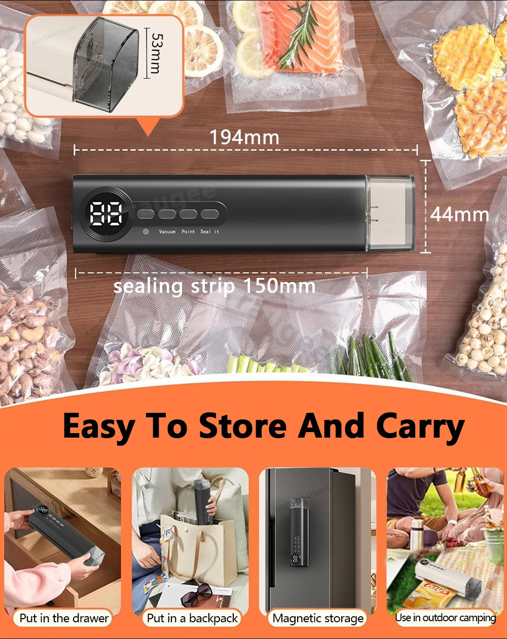 Sigillatore Sottovuoto Mini Wireless USB Ricaricabile - Macchina Automatica per Sacchetti