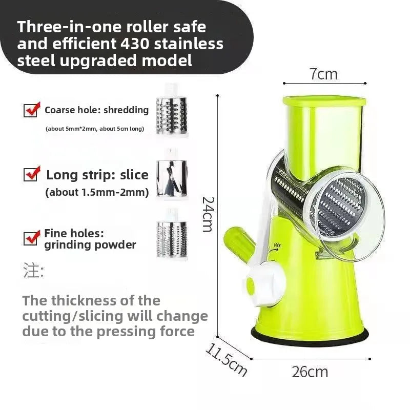 Tagliaverdure Multifunzione 3 in 1 - Grattugia Rotante Manuale a Manovella