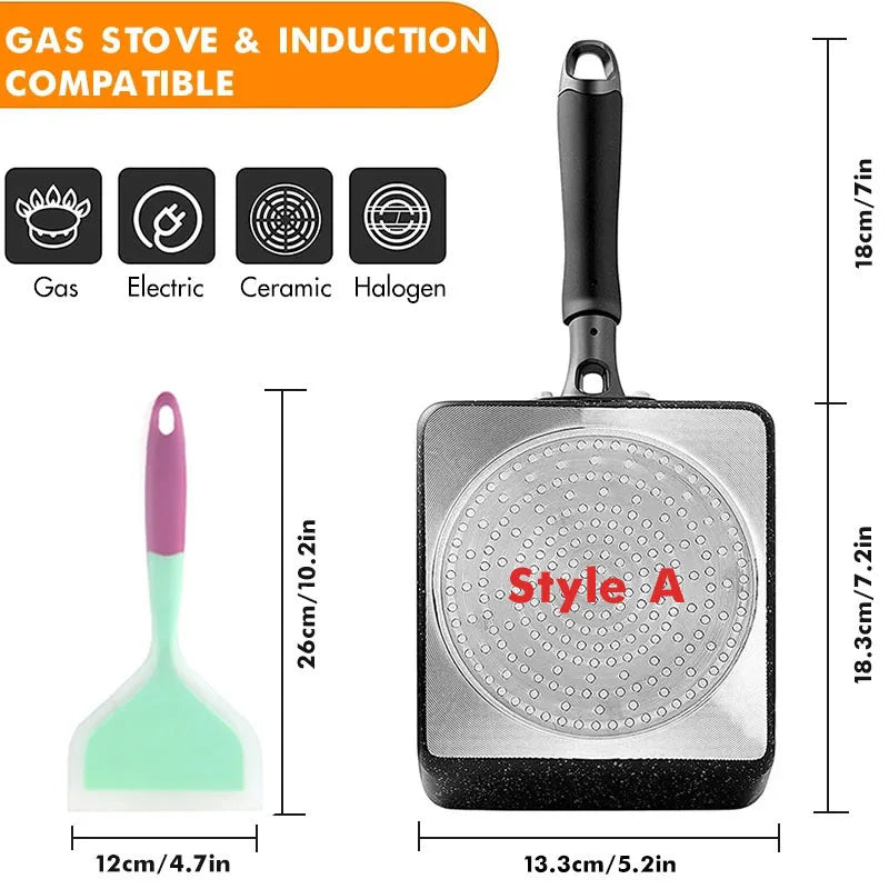 Padella Giapponese Tamagoyaki Antiaderente - Rettangolare per Omelette e Frittate