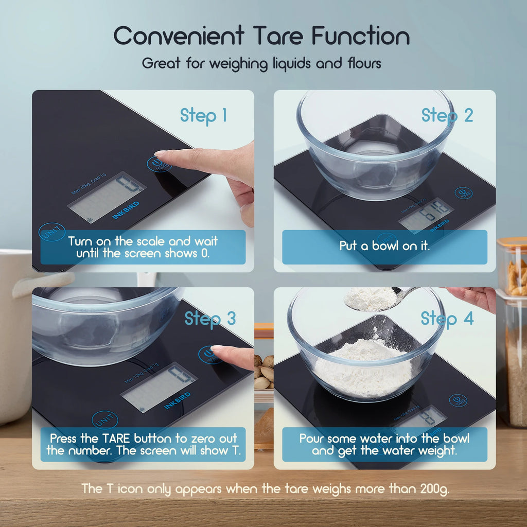 Bilancia da Cucina Digitale Smart Bluetooth INKBIRD - Funzione Tara e Cambio Unità