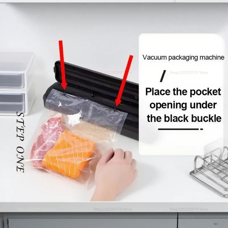 Macchina Sottovuoto 2 in 1 per Alimenti - Include 2 Sacchetti Sottovuoto per Carne e Frutta