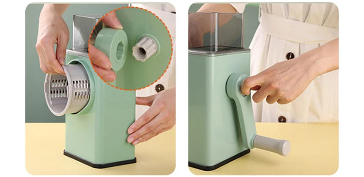 Grattugia Formaggio Rotante 6 in 1 - Affettaverdure Mandolina con Manovella