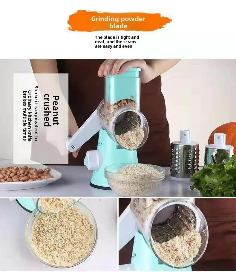 Tagliaverdure Multifunzione 3 in 1 - Grattugia Rotante Manuale a Manovella