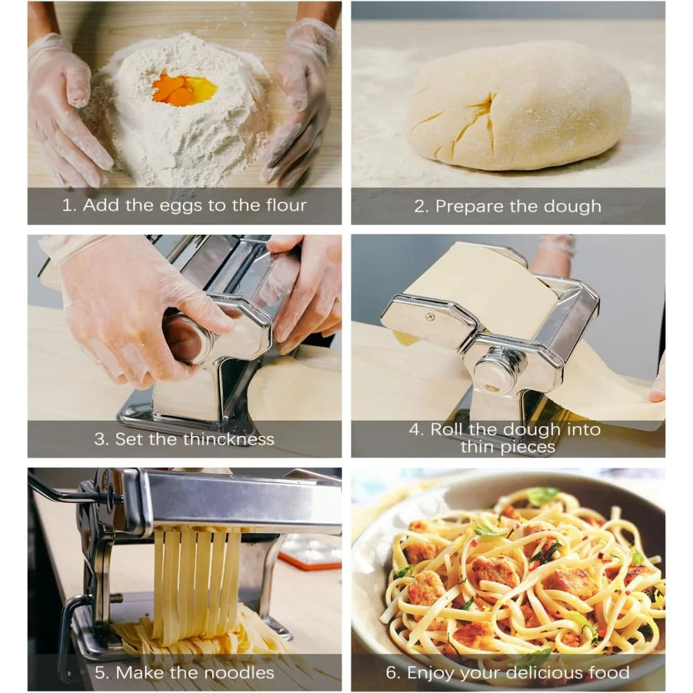 Macchina per Pasta Manuale con 7 Spessori Regolabili - Per Spaghetti, Fettuccine, Lasagne