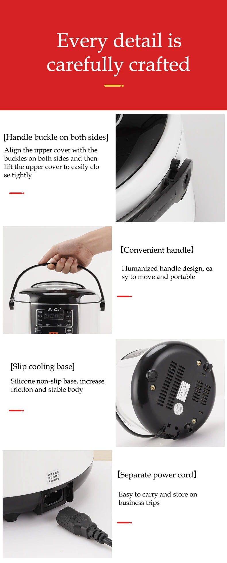 Cuoci Riso Portatile per Auto 2L - Pentola Elettrica Multifunzione 12V/24V