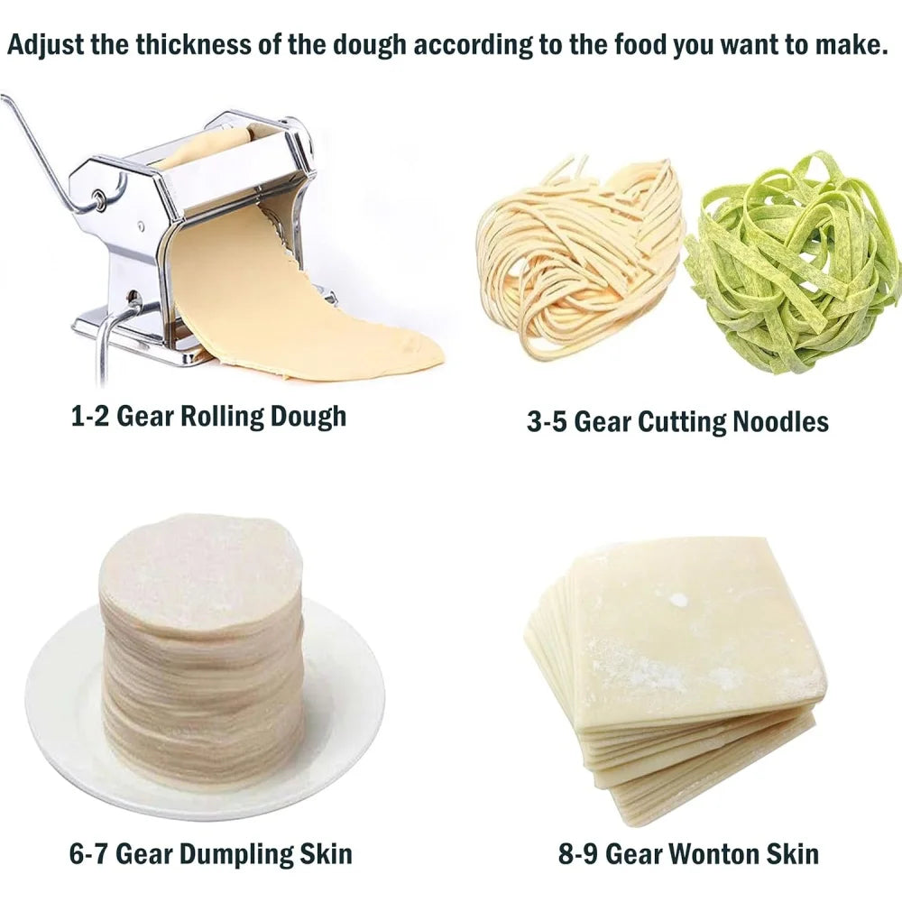 Macchina per Pasta Manuale con 7 Spessori Regolabili - Per Spaghetti, Fettuccine, Lasagne