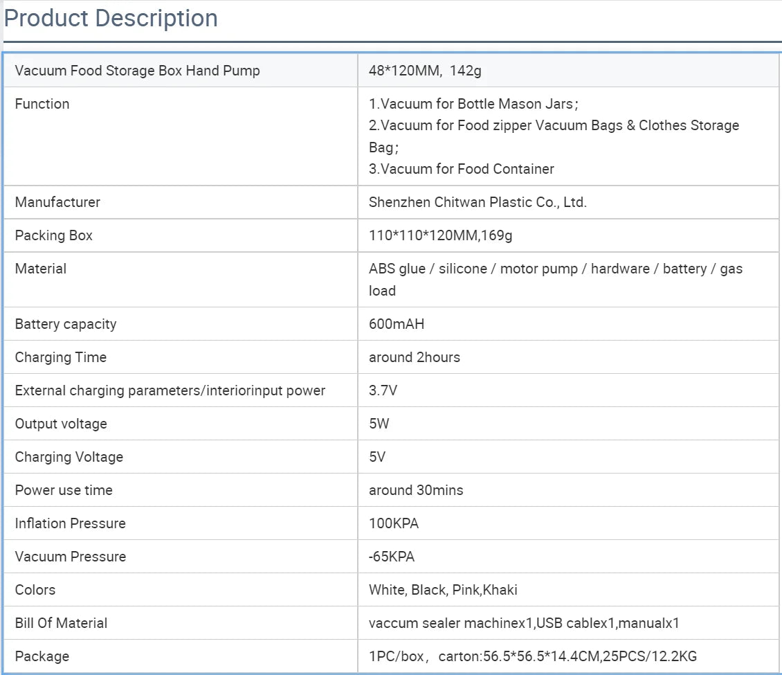 Pompa Sottovuoto Wireless per Barattoli Mason Jar - Sigillatore Manuale per Conserve