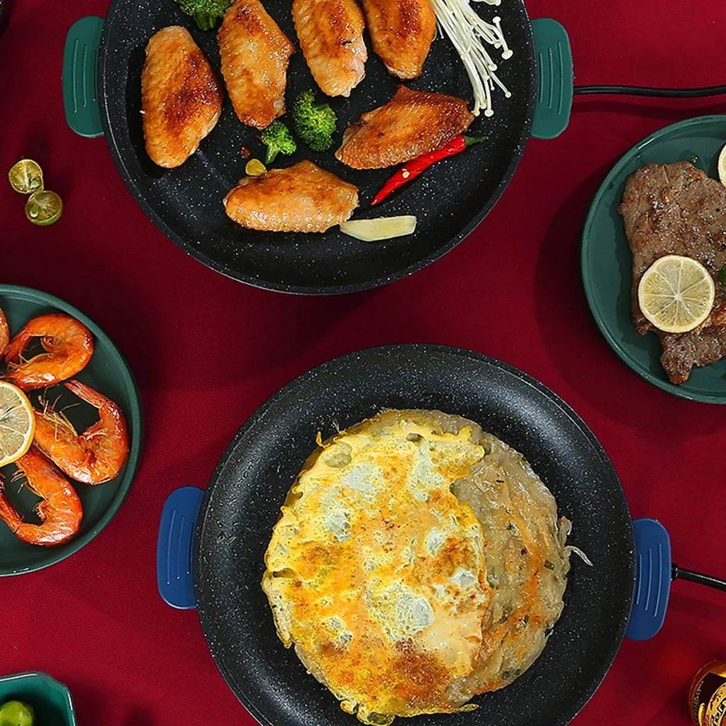 Piastra Elettrica Multifunzione 220V - Griglia Antiaderente per Barbecue e Cottura